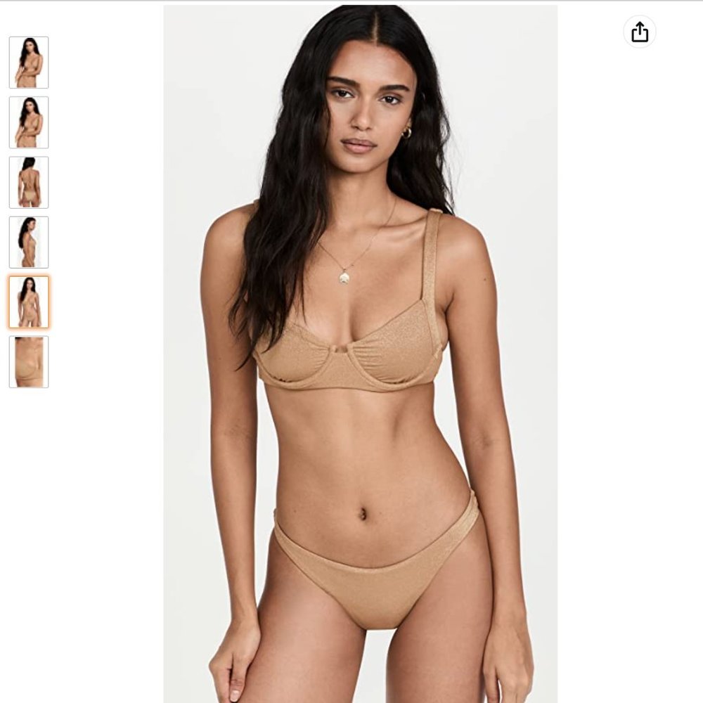 NWT Metallic Demi Underwire Bikini Top in Golden Glow Metallic